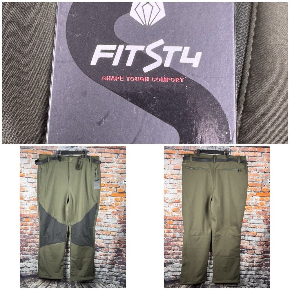 FITST4 Outdoor Fleece Lined Knee Panels Men's Pants Ski 3XL XXXL Olive Green